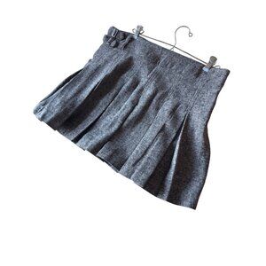 Gray Wool-Blend Pleated Mini Skirt With Buckle Detail By Max Studio London Size